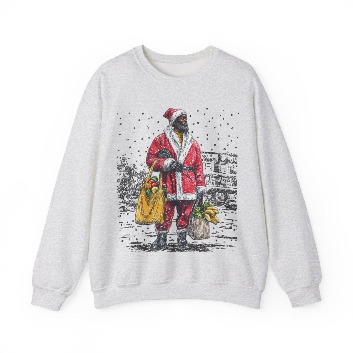 Santa Running Errands Sweatshirt - Afrocentric Art by The Trini Gee