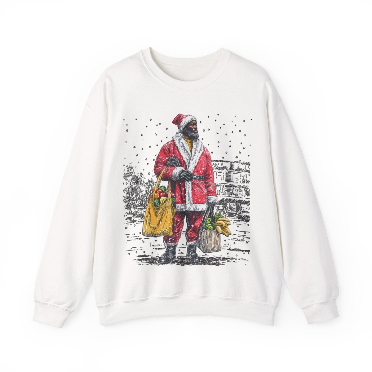 Santa Running Errands Sweatshirt - Afrocentric Art by The Trini Gee