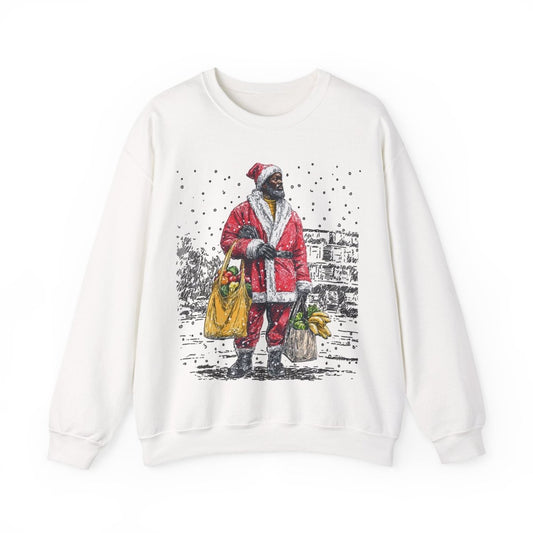 Santa Running Errands Sweatshirt - Afrocentric Art by The Trini Gee