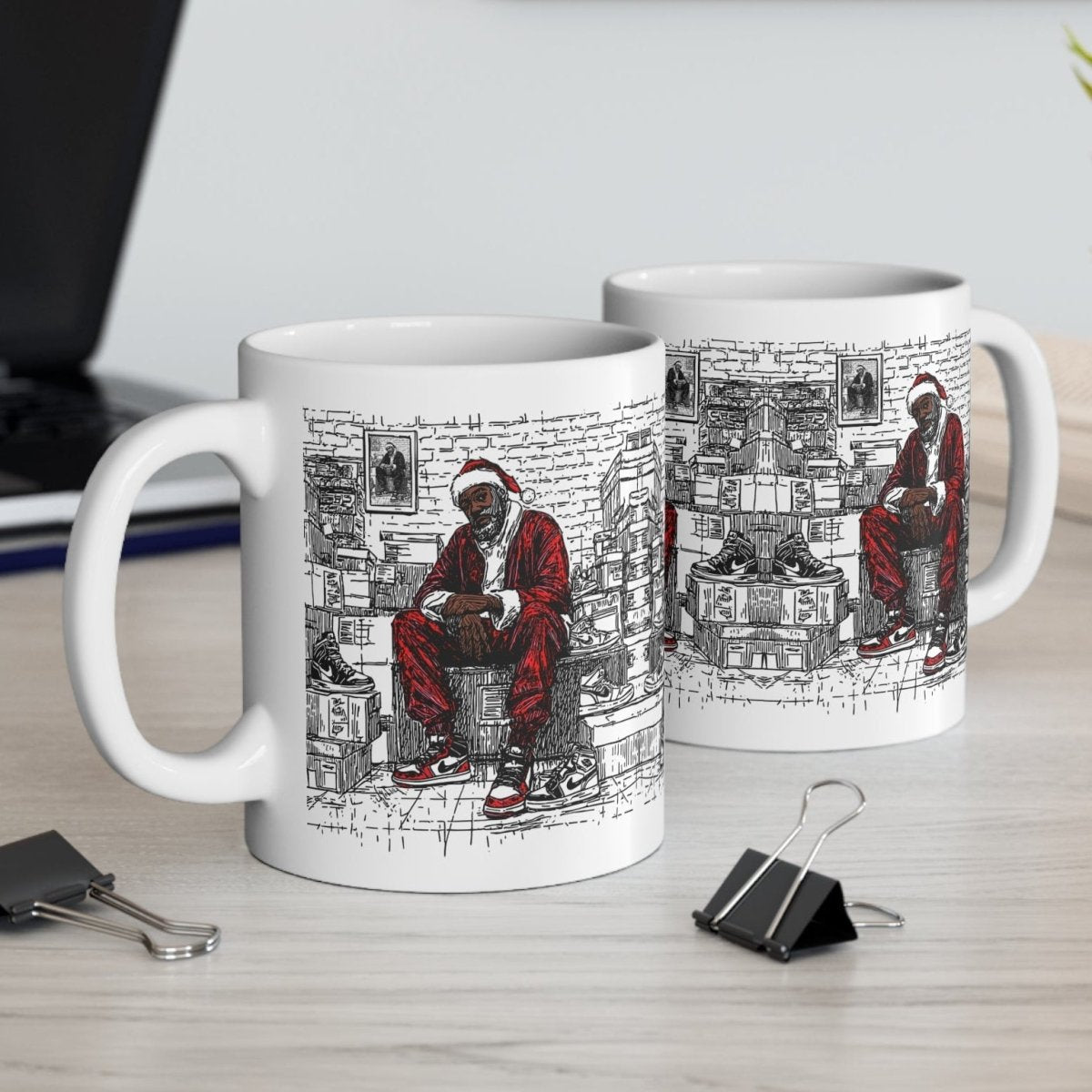 Santa Sneakerhead Mug - Afrocentric Art by The Trini Gee