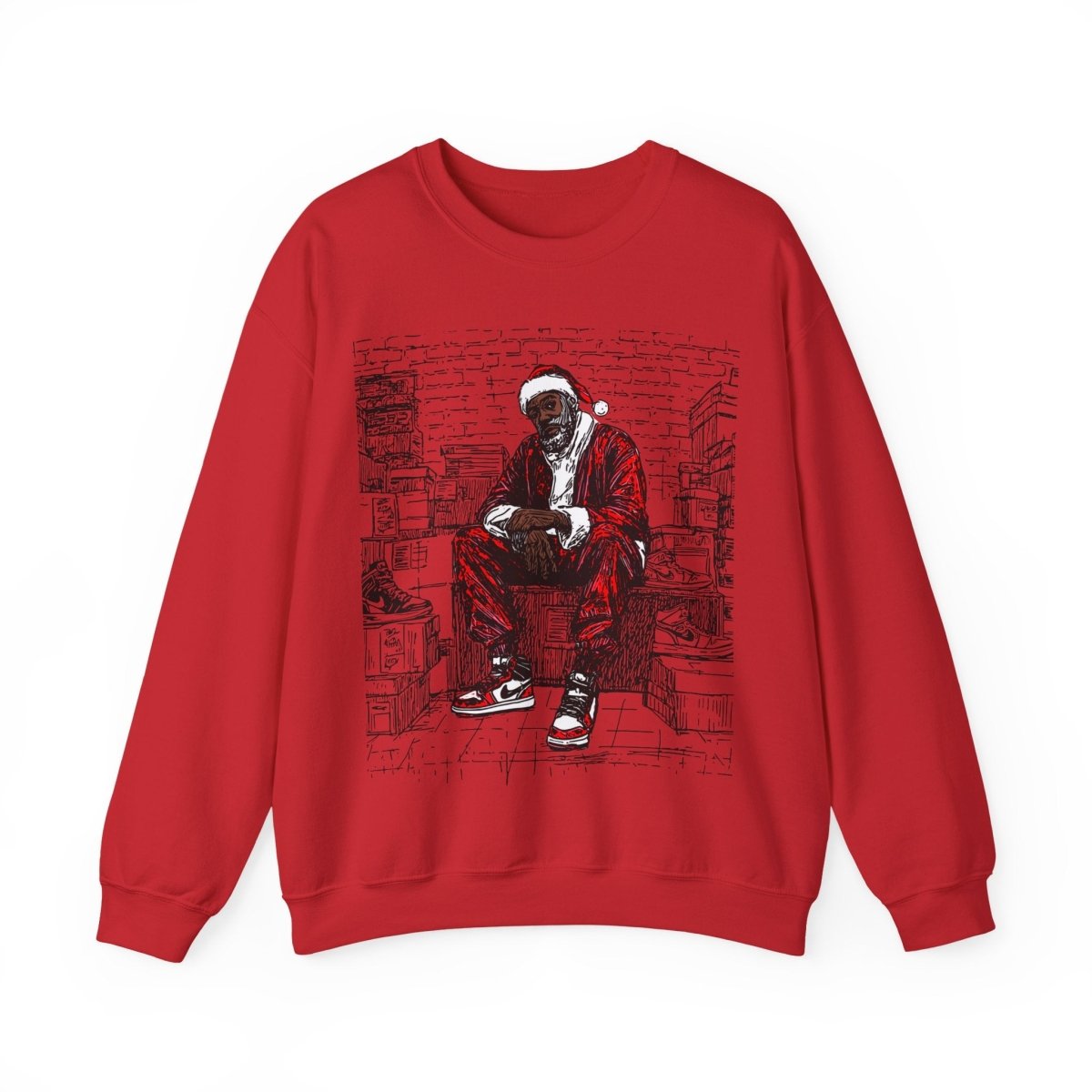 Santa Sneakerhead Sweatshirt - Afrocentric Art by The Trini Gee