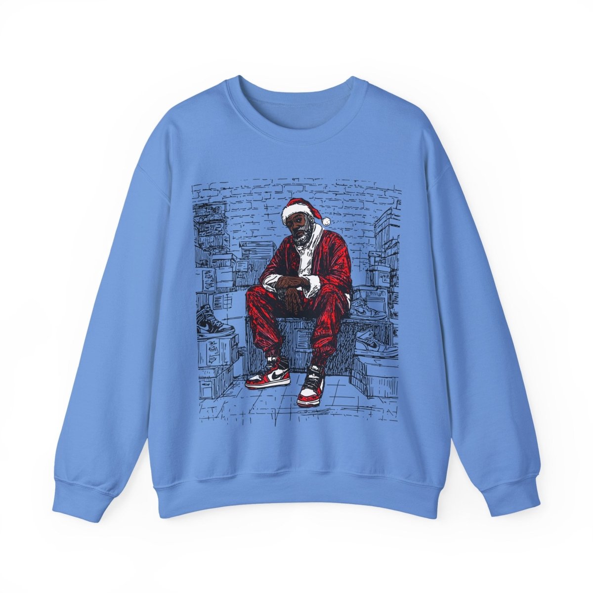 Santa Sneakerhead Sweatshirt - Afrocentric Art by The Trini Gee