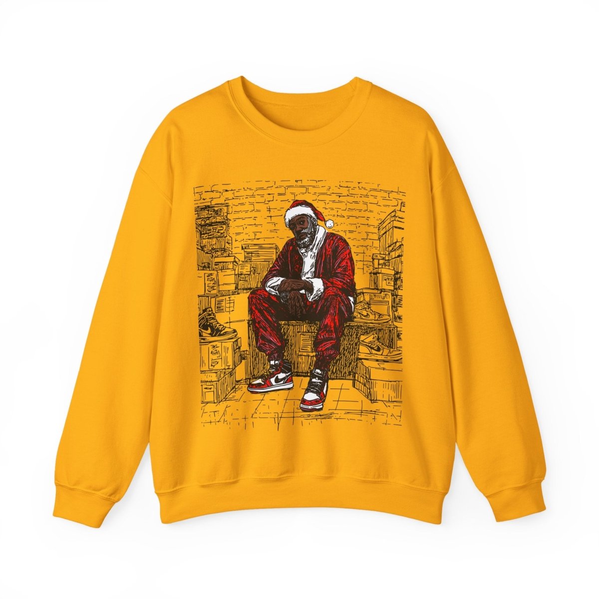 Santa Sneakerhead Sweatshirt - Afrocentric Art by The Trini Gee