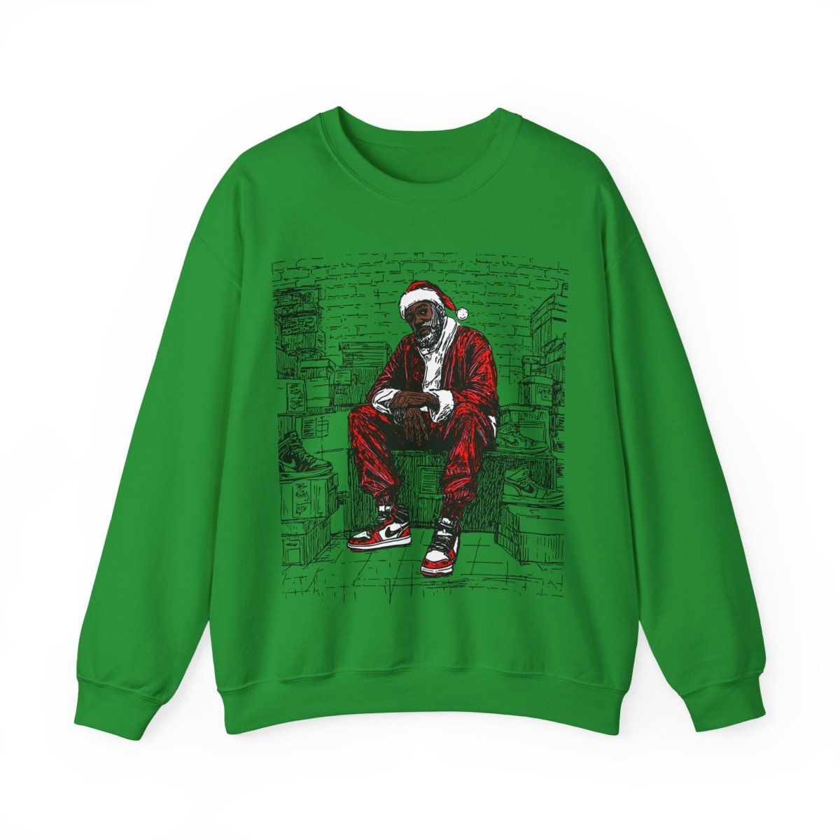 Santa Sneakerhead Sweatshirt - Afrocentric Art by The Trini Gee