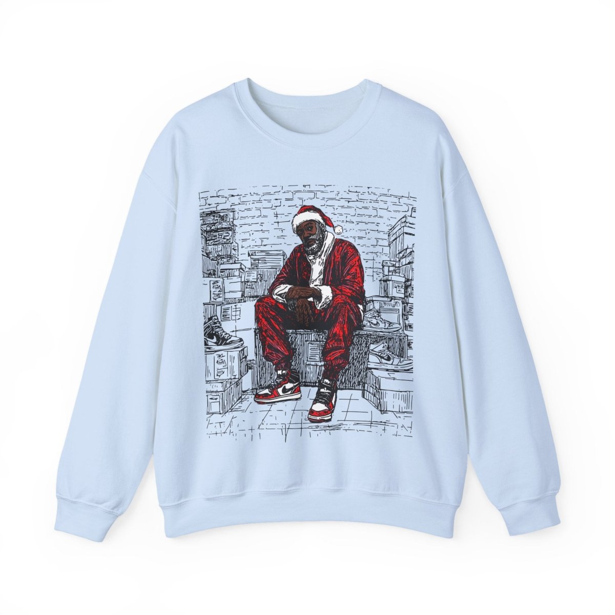 Santa Sneakerhead Sweatshirt - Afrocentric Art by The Trini Gee