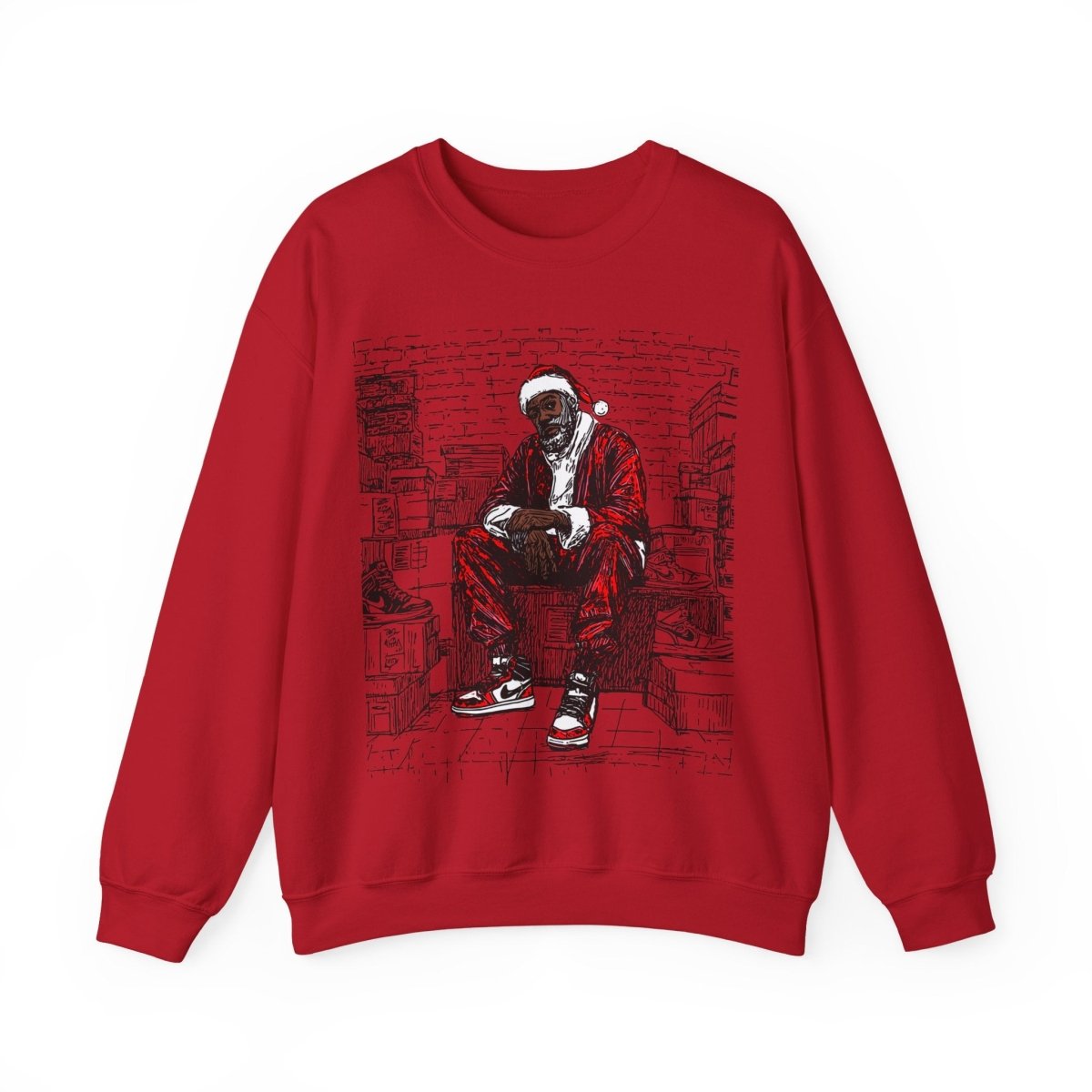 Santa Sneakerhead Sweatshirt - Afrocentric Art by The Trini Gee