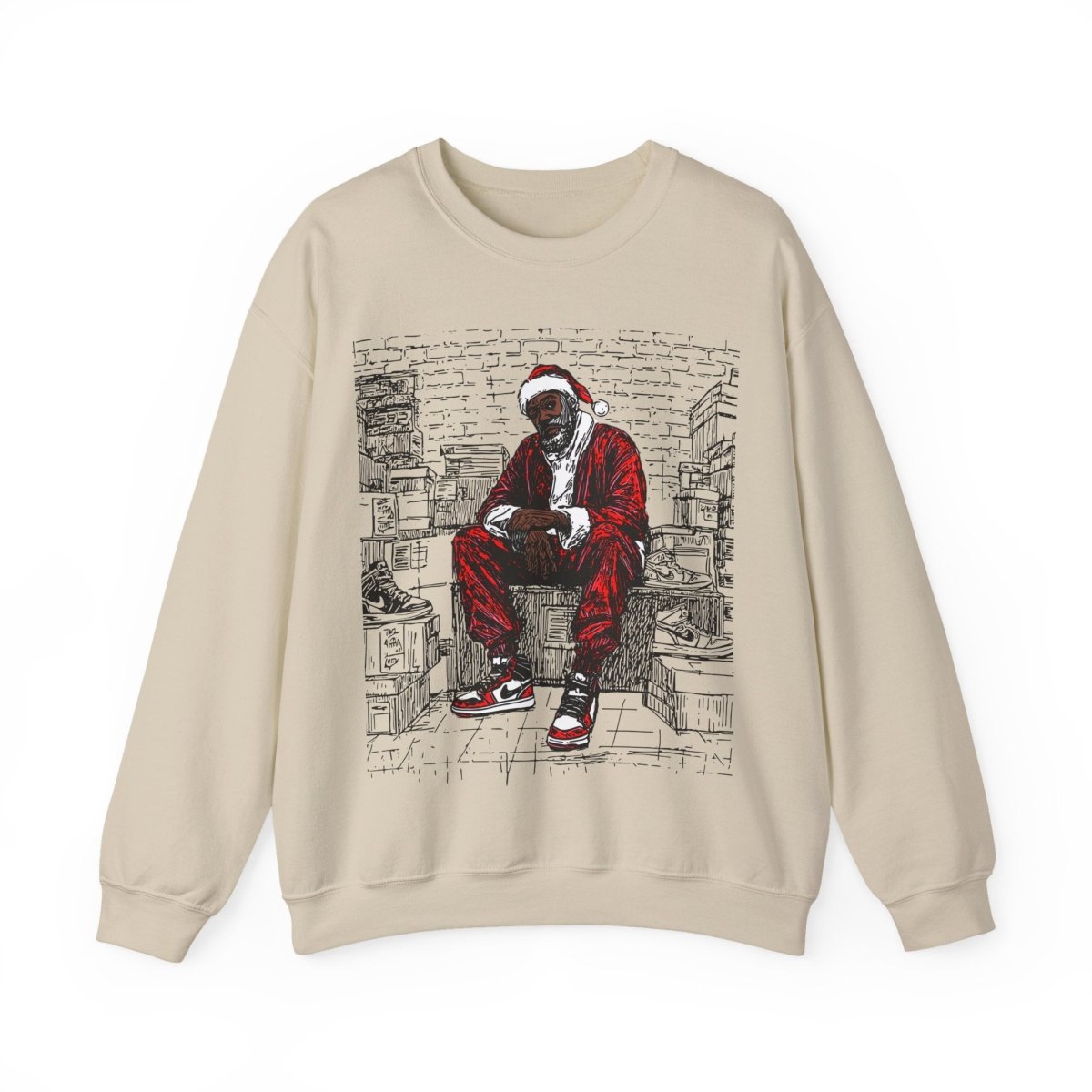 Santa Sneakerhead Sweatshirt - Afrocentric Art by The Trini Gee