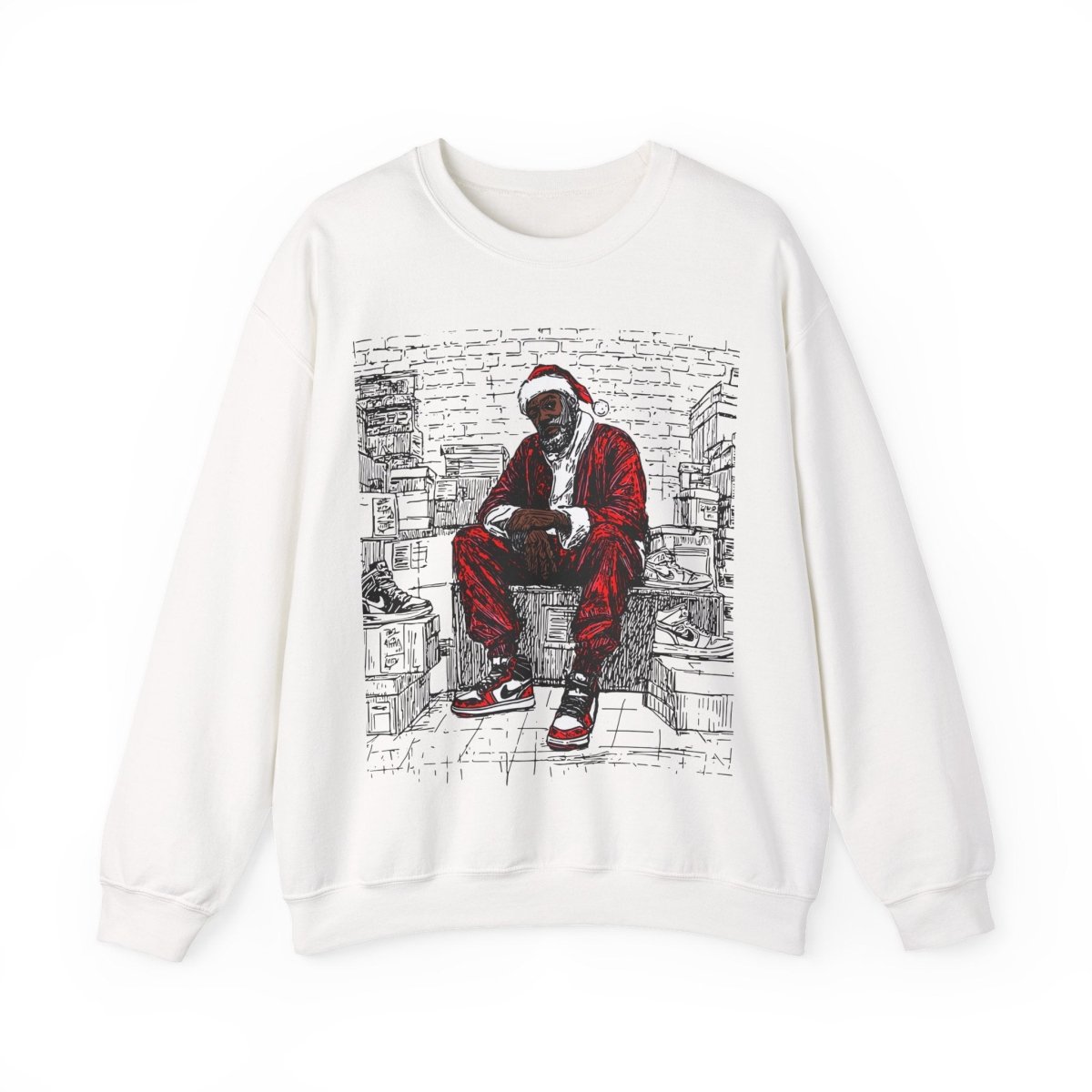 Santa Sneakerhead Sweatshirt - Afrocentric Art by The Trini Gee