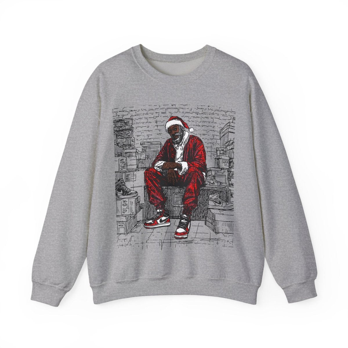 Santa Sneakerhead Sweatshirt - Afrocentric Art by The Trini Gee