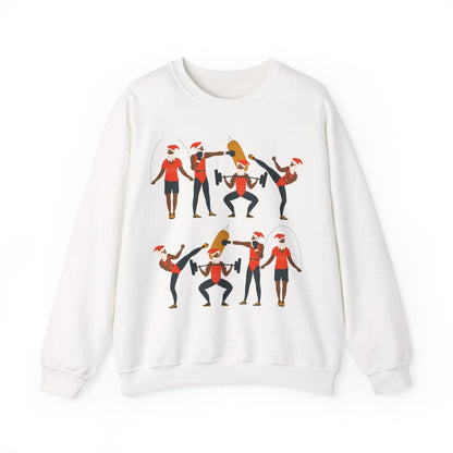 Santa Workout Sweatshirt - Afrocentric Art by The Trini Gee