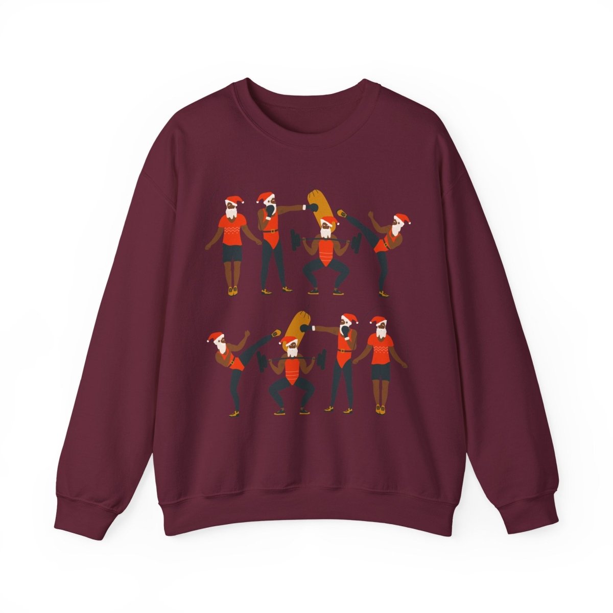Santa Workout Sweatshirt - Afrocentric Art by The Trini Gee