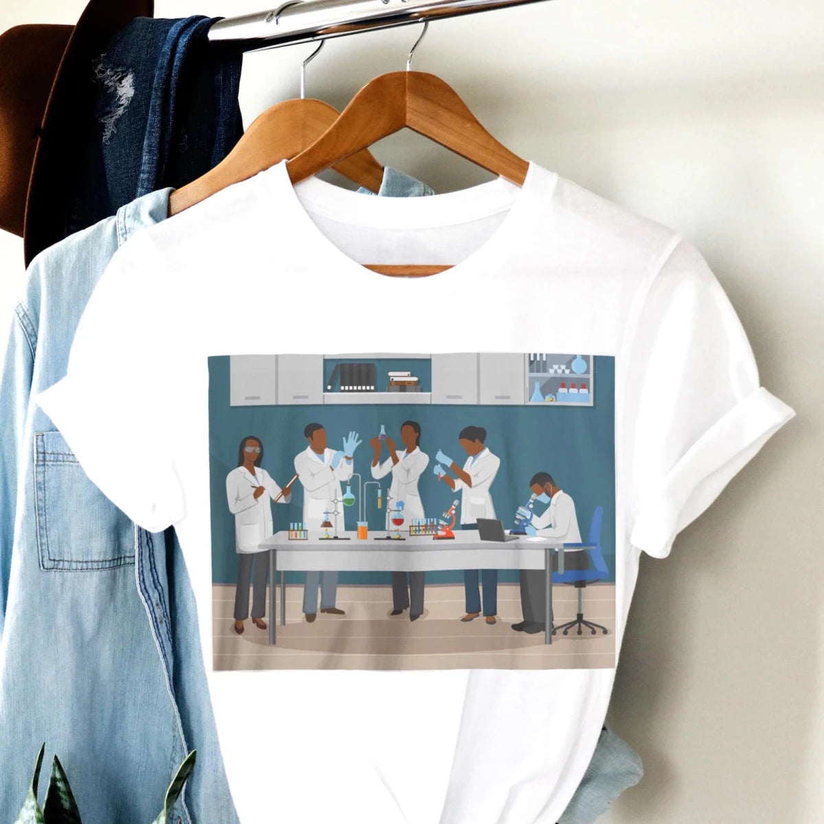 Scientists in Lab Shirt - Afrocentric Art by The Trini Gee
