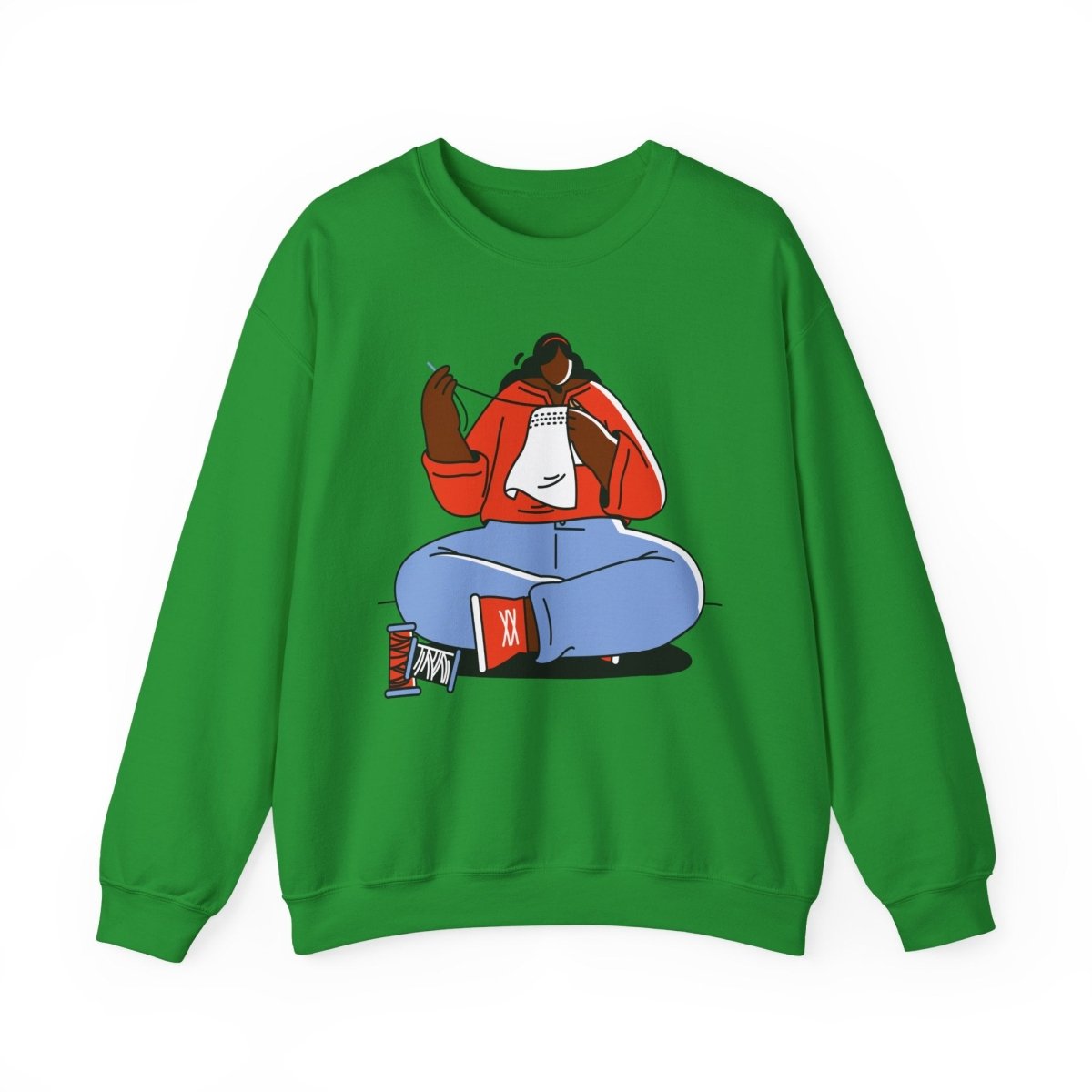 Sewing Girl Sweatshirt - Afrocentric Art by The Trini Gee