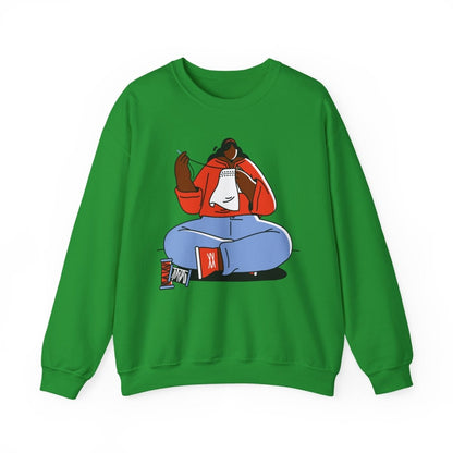 Sewing Girl Sweatshirt - Afrocentric Art by The Trini Gee