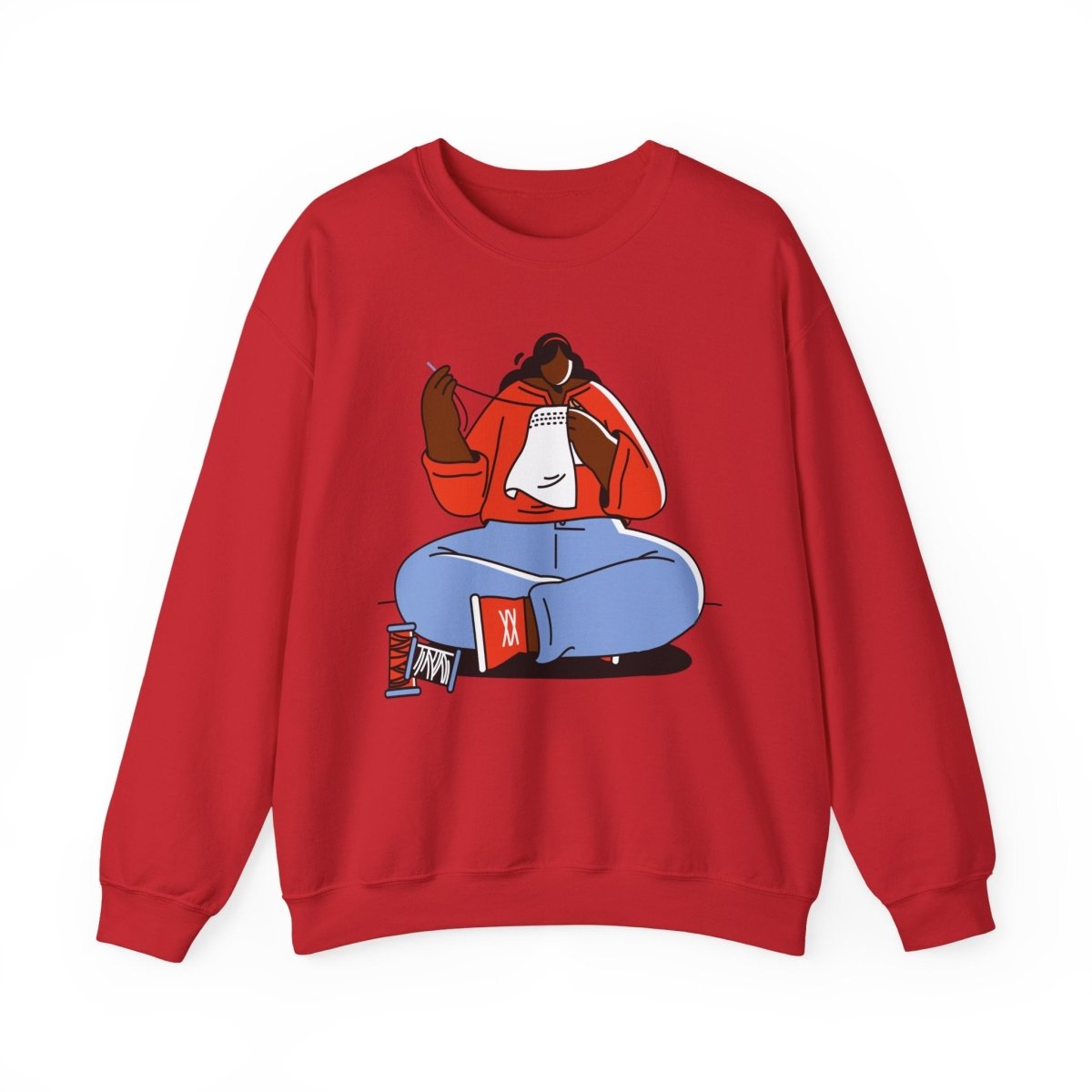 Sewing Girl Sweatshirt - Afrocentric Art by The Trini Gee