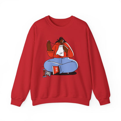 Sewing Girl Sweatshirt - Afrocentric Art by The Trini Gee