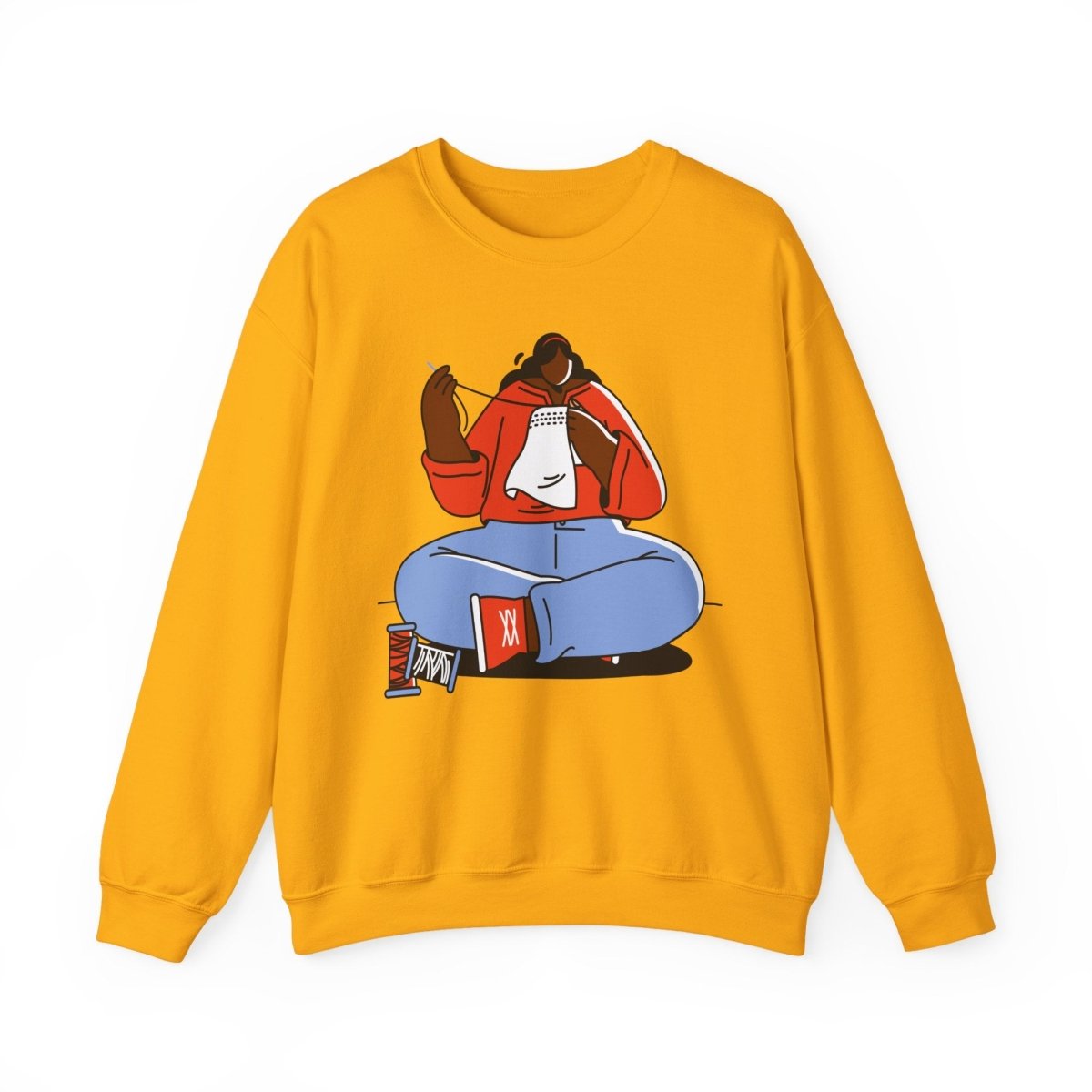 Sewing Girl Sweatshirt - Afrocentric Art by The Trini Gee