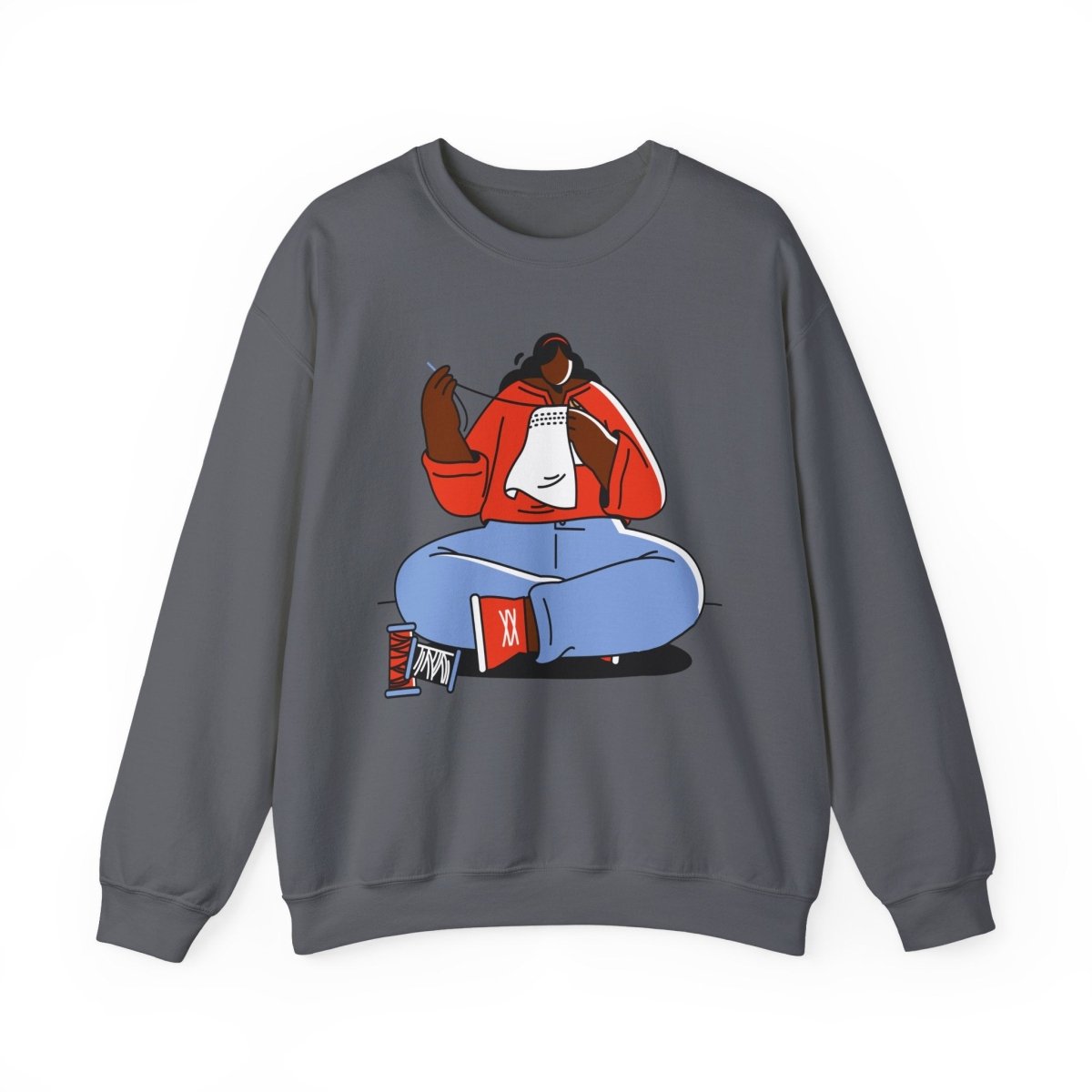 Sewing Girl Sweatshirt - Afrocentric Art by The Trini Gee