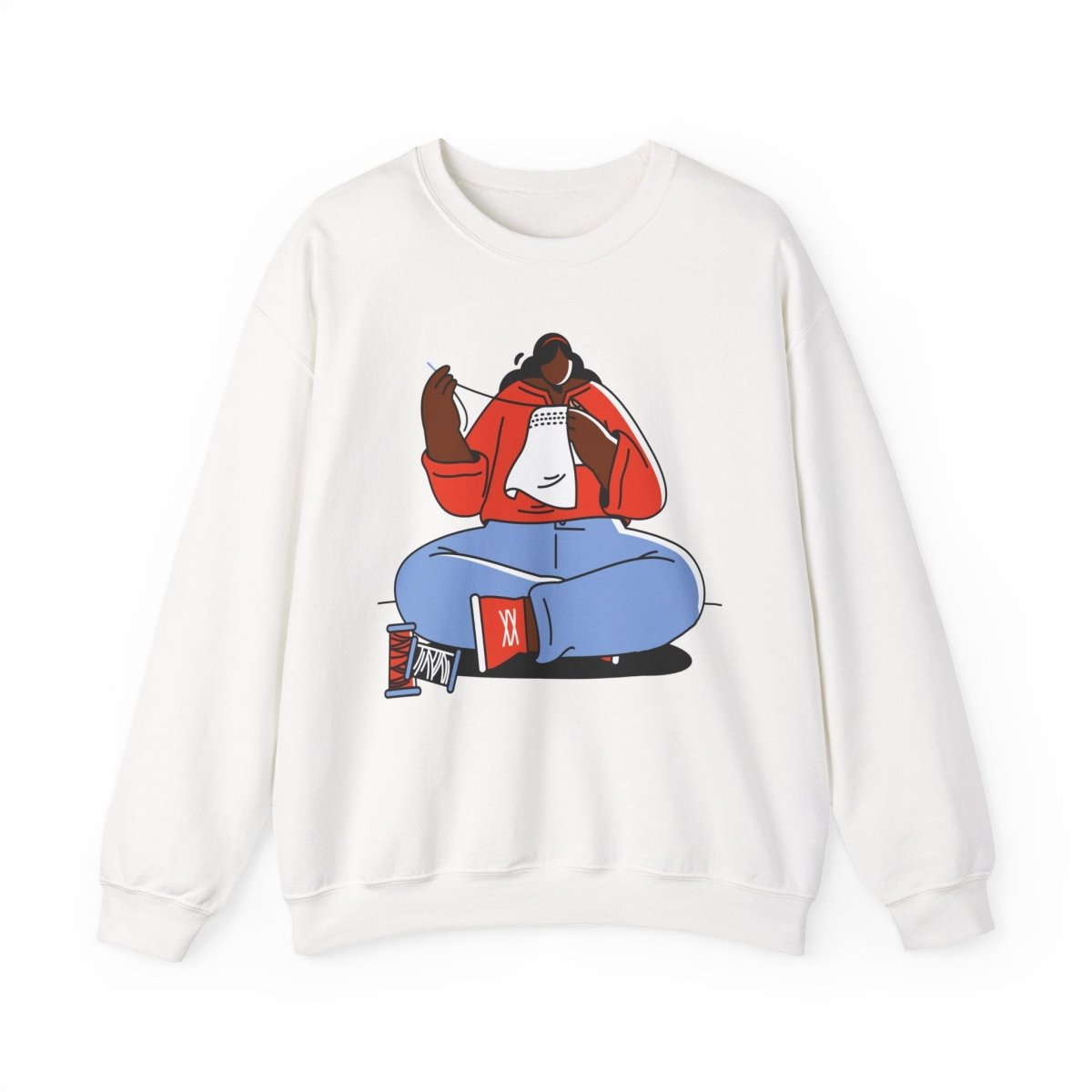 Sewing Girl Sweatshirt - Afrocentric Art by The Trini Gee