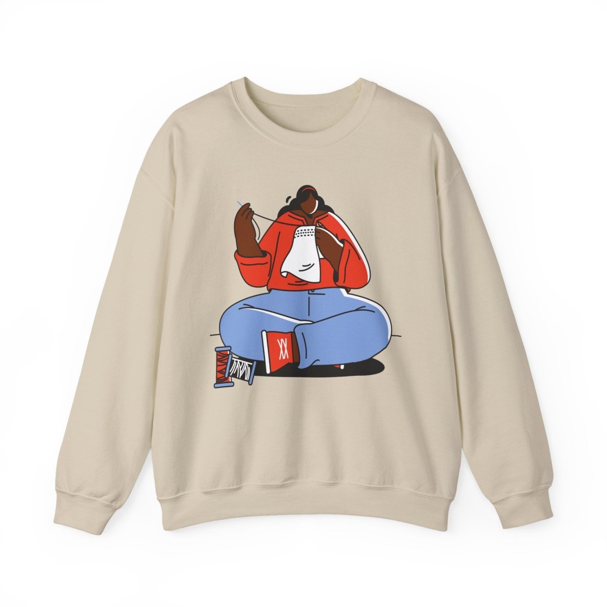 Sewing Girl Sweatshirt - Afrocentric Art by The Trini Gee