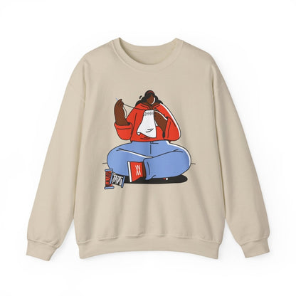 Sewing Girl Sweatshirt - Afrocentric Art by The Trini Gee