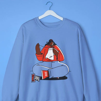 Sewing Girl Sweatshirt - Afrocentric Art by The Trini Gee