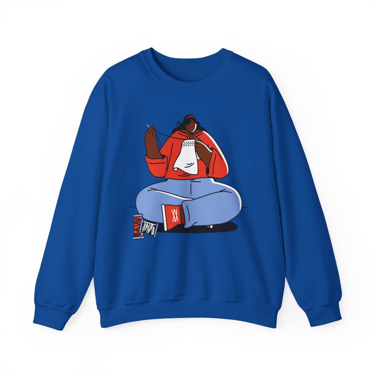 Sewing Girl Sweatshirt - Afrocentric Art by The Trini Gee