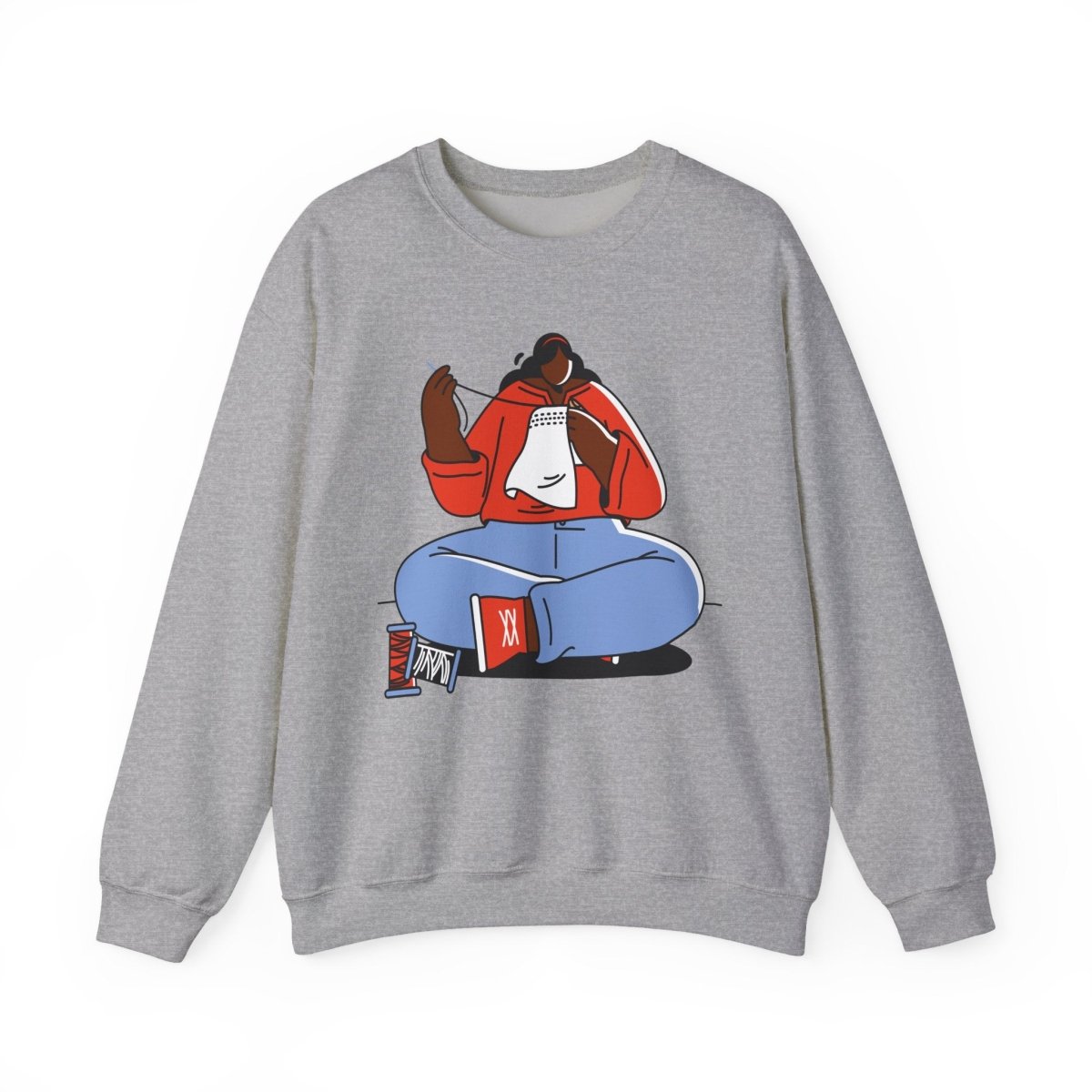 Sewing Girl Sweatshirt - Afrocentric Art by The Trini Gee