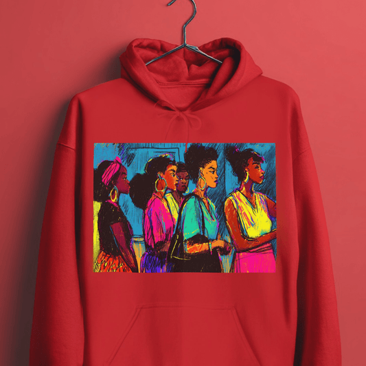 Sistas in Line Hoodie - Afrocentric Art by The Trini Gee