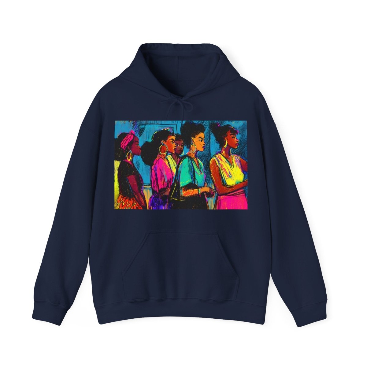 Sistas in Line Hoodie - Afrocentric Art by The Trini Gee