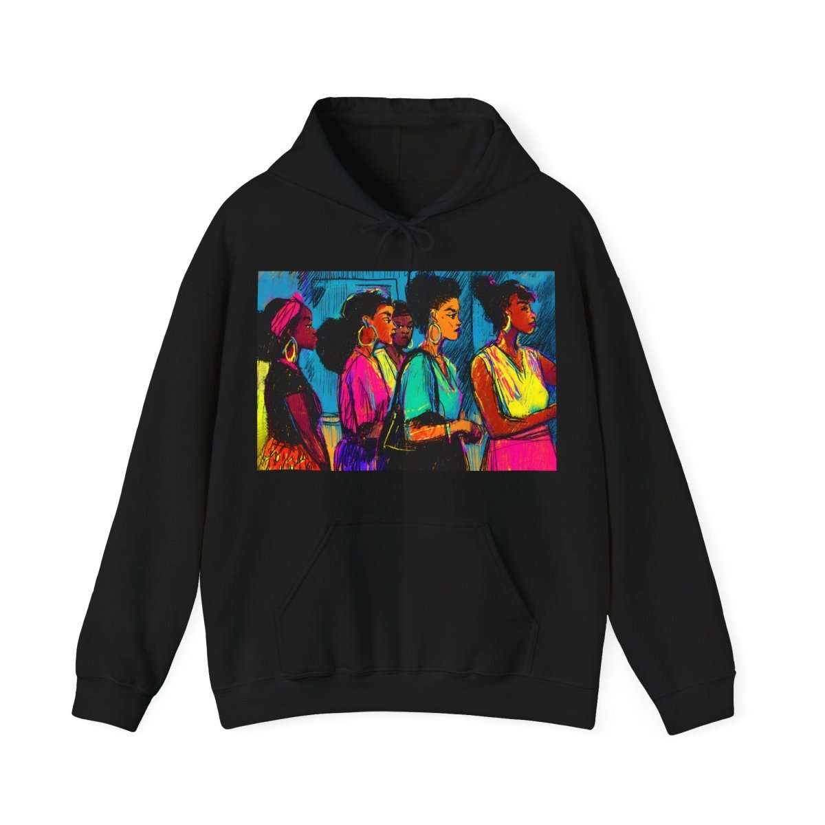 Sistas in Line Hoodie - Afrocentric Art by The Trini Gee