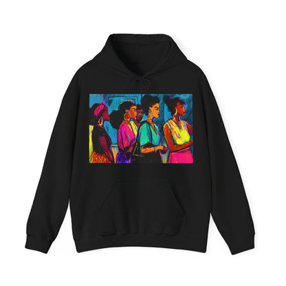Sistas in Line Hoodie - Afrocentric Art by The Trini Gee