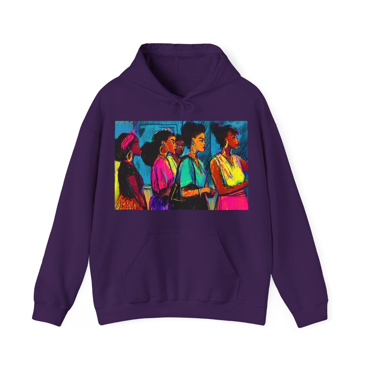 Sistas in Line Hoodie - Afrocentric Art by The Trini Gee