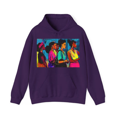 Sistas in Line Hoodie - Afrocentric Art by The Trini Gee