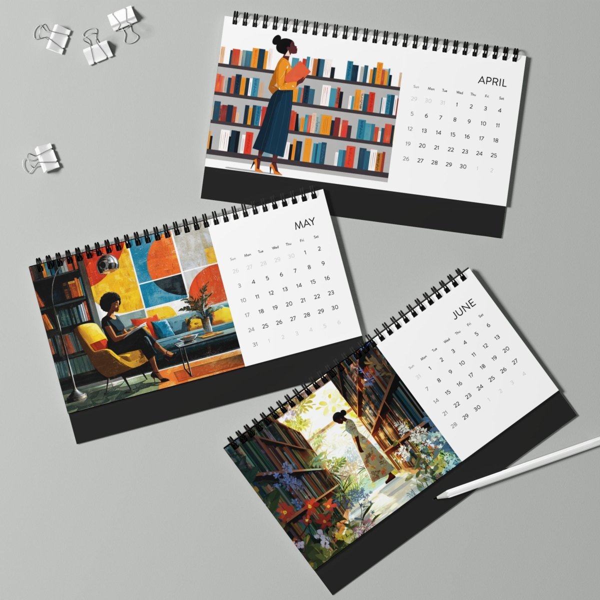 Sisters With Spines 2026 Desk Calendar - Afrocentric Art by The Trini Gee