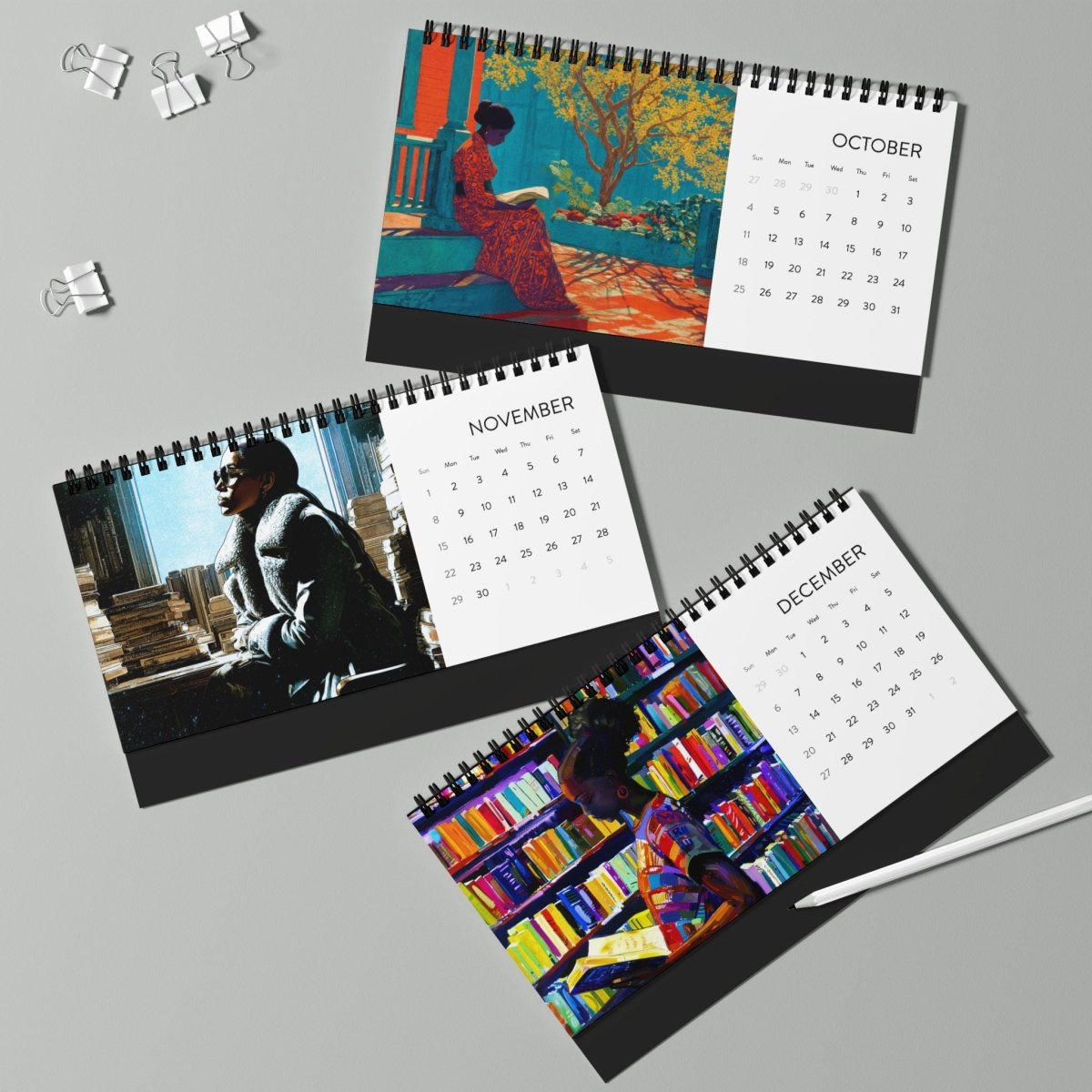 Sisters With Spines 2026 Desk Calendar - Afrocentric Art by The Trini Gee