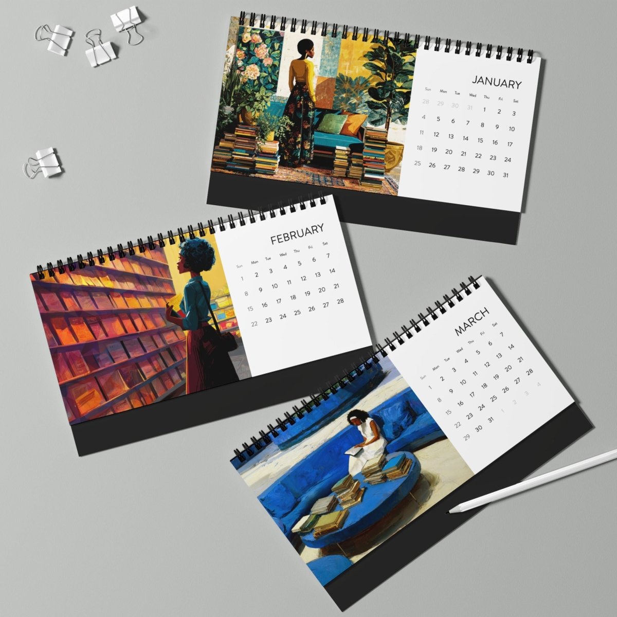 Sisters With Spines 2026 Desk Calendar - Afrocentric Art by The Trini Gee