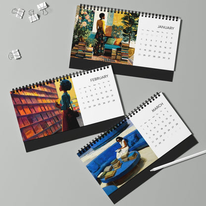 Sisters With Spines 2026 Desk Calendar - Afrocentric Art by The Trini Gee