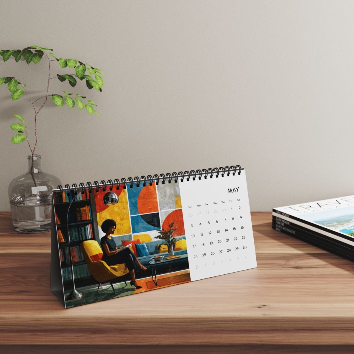 Sisters With Spines 2026 Desk Calendar - Afrocentric Art by The Trini Gee