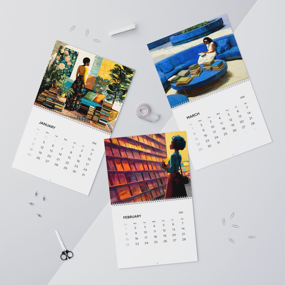 Sisters with Spines 2026 Wall Calendar - Afrocentric Art by The Trini Gee
