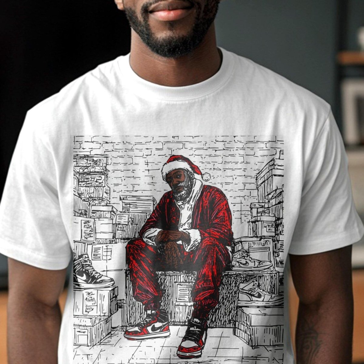 Sneakerhead Santa Shirt - Afrocentric Art by The Trini Gee