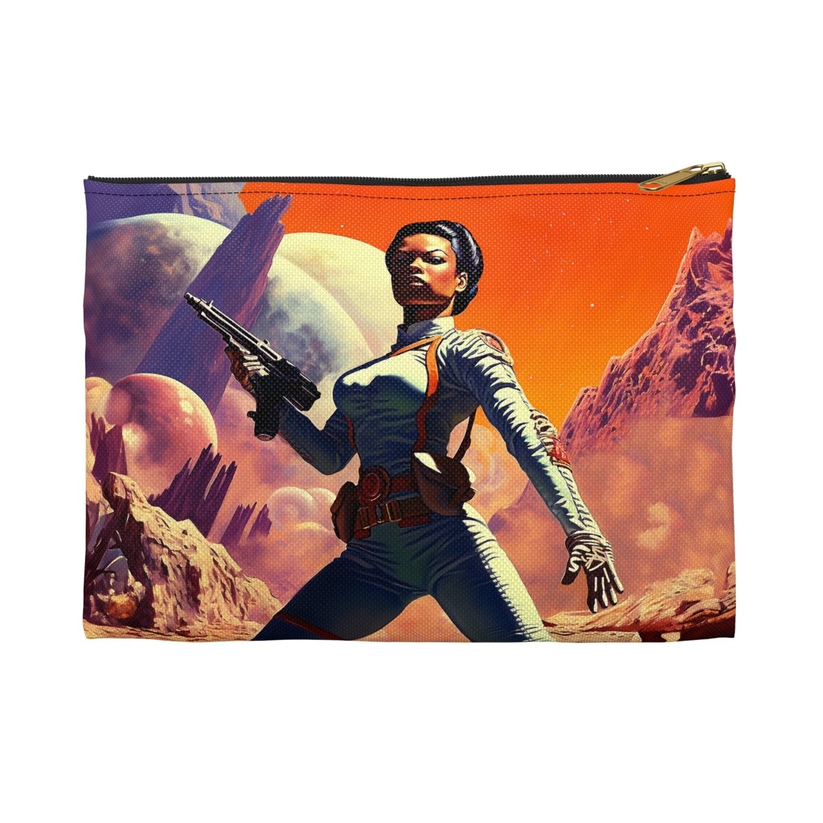 Space Fight Accessory Pouch - Afrocentric Art by The Trini Gee
