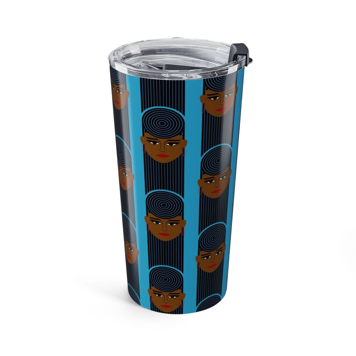 Spiral Afro Ponytail Tumbler - Afrocentric Art by The Trini Gee