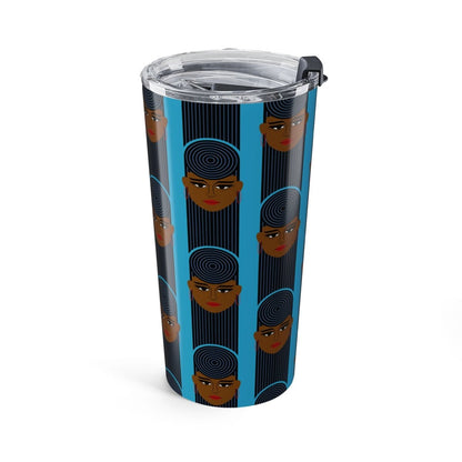 Spiral Afro Ponytail Tumbler - Afrocentric Art by The Trini Gee