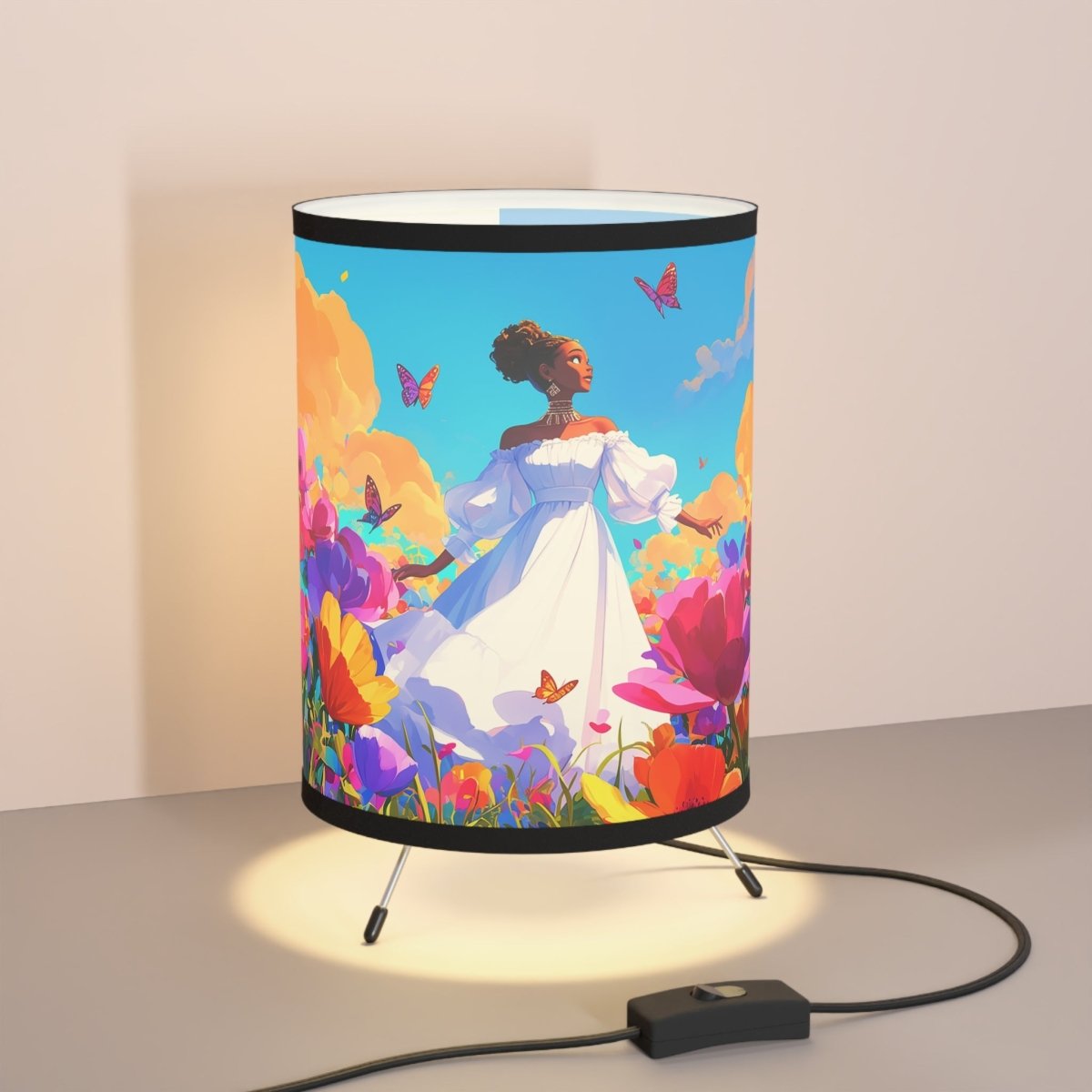 Spring Day Tripod Lamp - Afrocentric Art by The Trini Gee