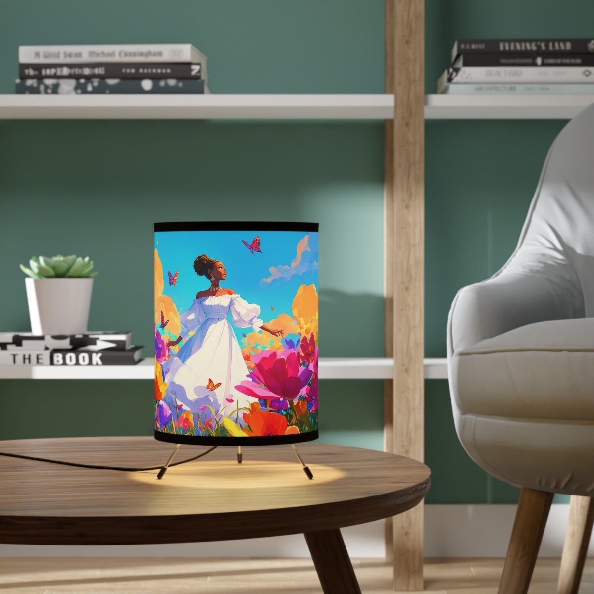 Spring Day Tripod Lamp - Afrocentric Art by The Trini Gee