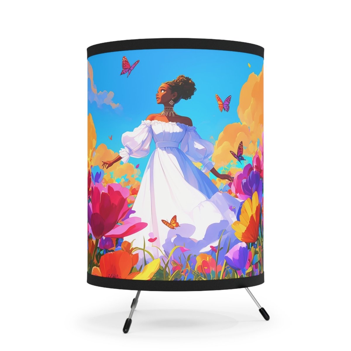 Spring Day Tripod Lamp - Afrocentric Art by The Trini Gee