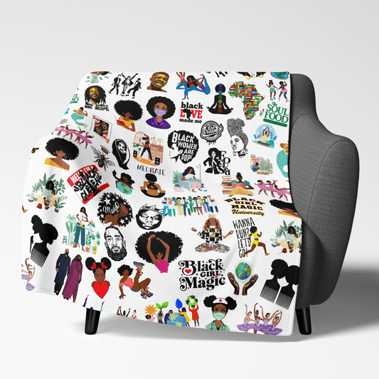 Sticker Bomb Blanket - Afrocentric Art by The Trini Gee