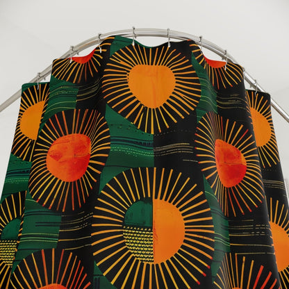 Sunburst Shower Curtain - Afrocentric Art by The Trini Gee