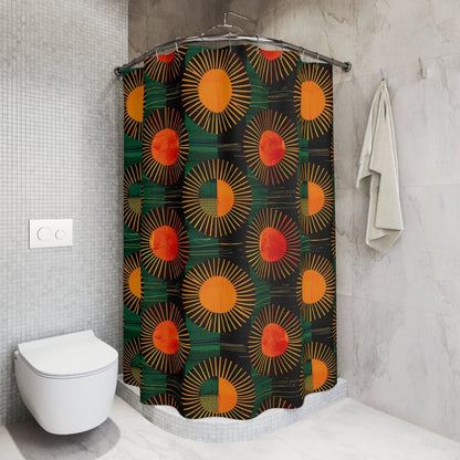 Sunburst Shower Curtain - Afrocentric Art by The Trini Gee